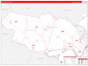 San PatricioCounty, TX Wall Map Zip Code Red Line Style 2022